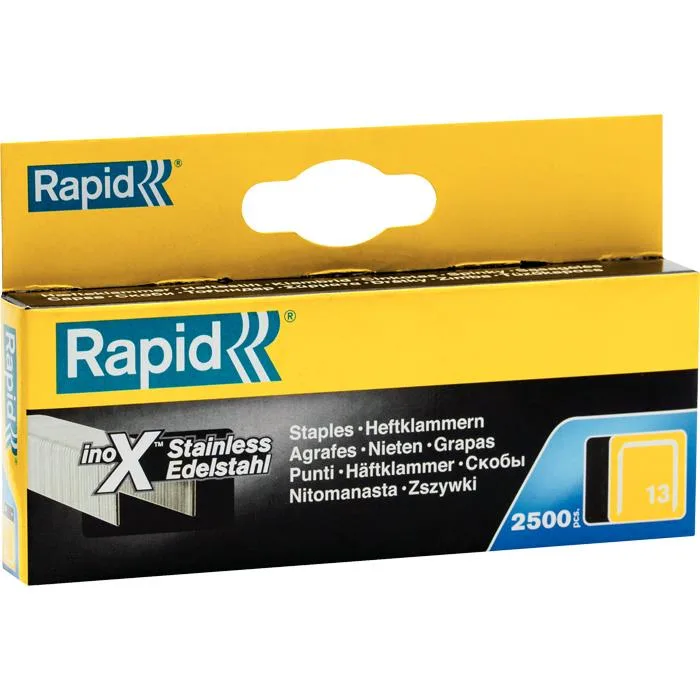 Rapid Nr 13 Fintrådsklammer Rostfritt stål 2500-pack 8 mm