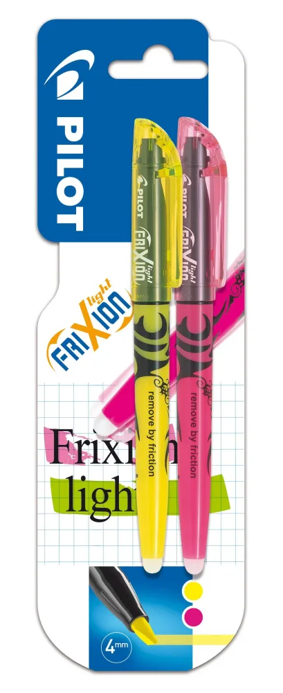 Pilot FriXion Light Överstrykningspenna raderbar, gul/rosa, 2-pack