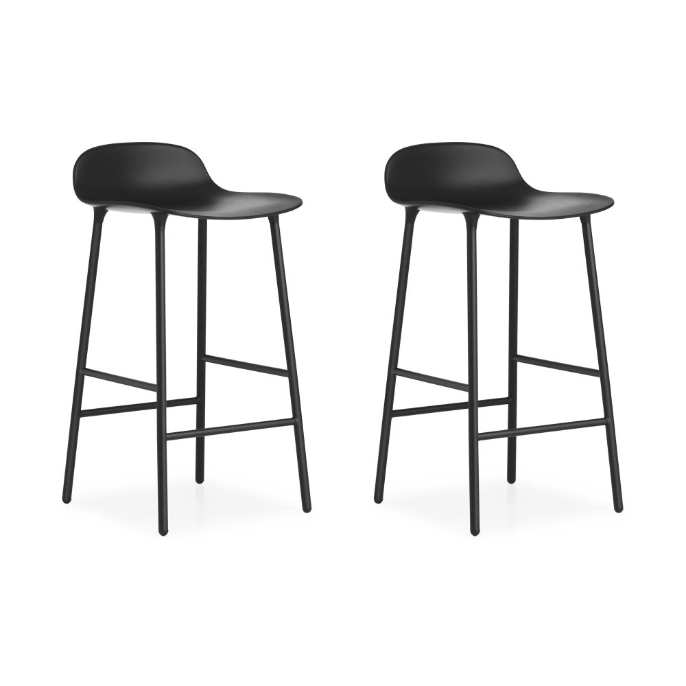 Form Chair barstol metallben, Svart, 2-pack