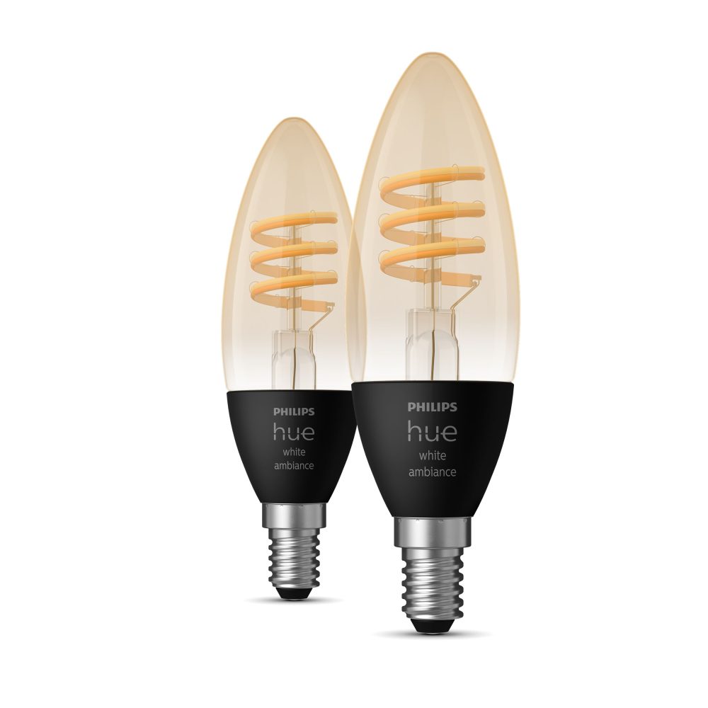 Kjøp Philips Hue LED-lampe krone HUE, WA, filament, E14, 4,6W, 2-pakning