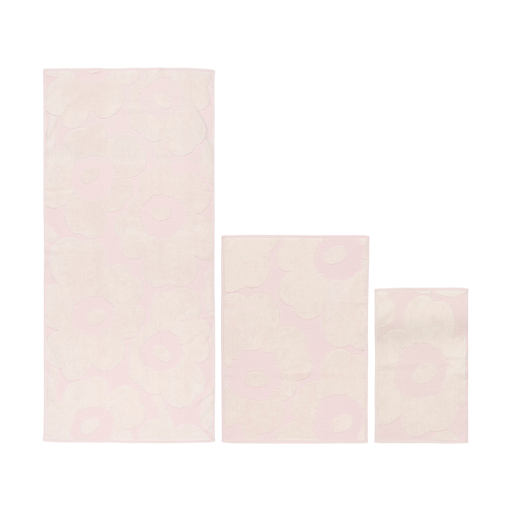 Unikko handduksset 3 delar, White-light pink