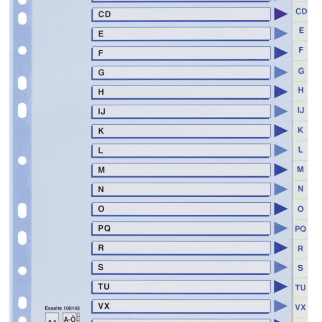 REGISTER ESSELTE A4 A-Ö RUBRIKBLAD VIT