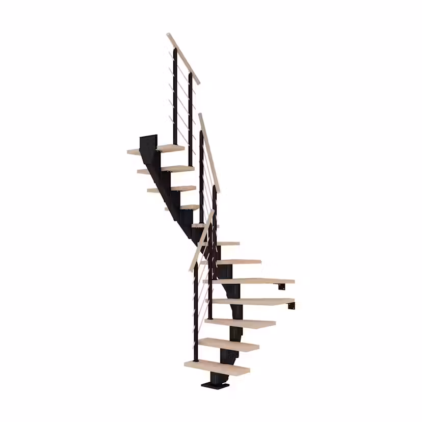 Spartrappa Dolle Frankfurt Ek Vit Oljad 1/2 Design Svart, LxB: 1420x690 mm