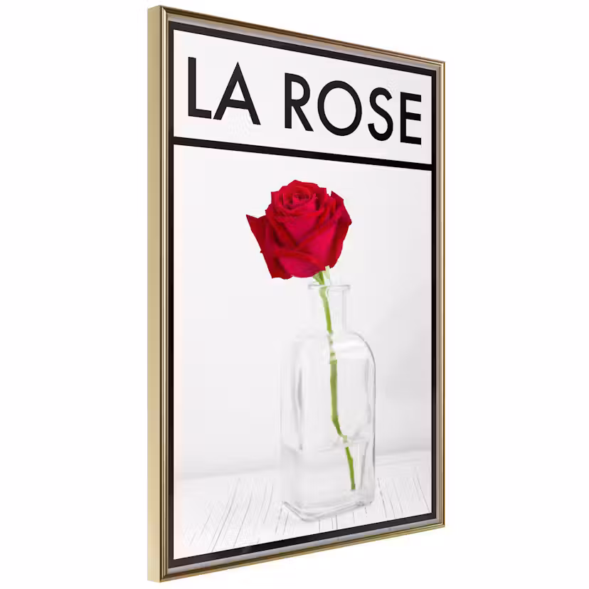 Poster Artgeist Affisch La Rose Guld ram, 20x30 cm