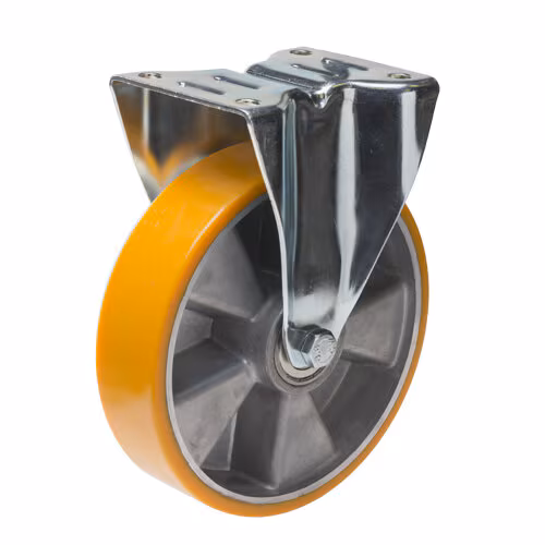 Kjøp Swede-Wheel Fast industrihjul 160 mm med plate 135x110 mm, PUR-bane, aluminiumsnav