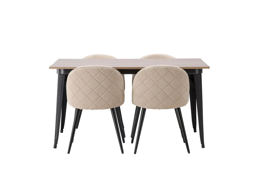 Tempe Matgrupp 140 cm Rektangulär med 4 Velvet stolar