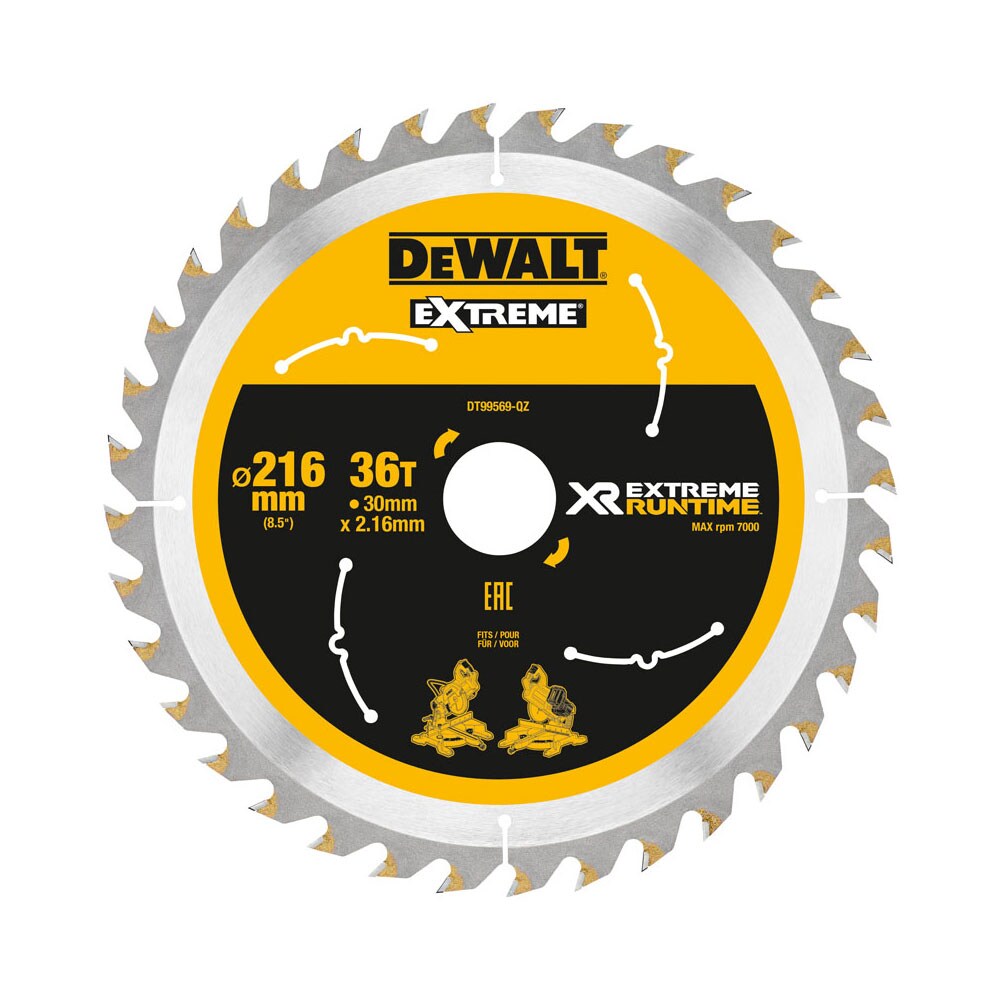 Kjøp Dewalt Sågklinga XR för trä med spik, DT99569, 216 mm x 30 mm, 36T