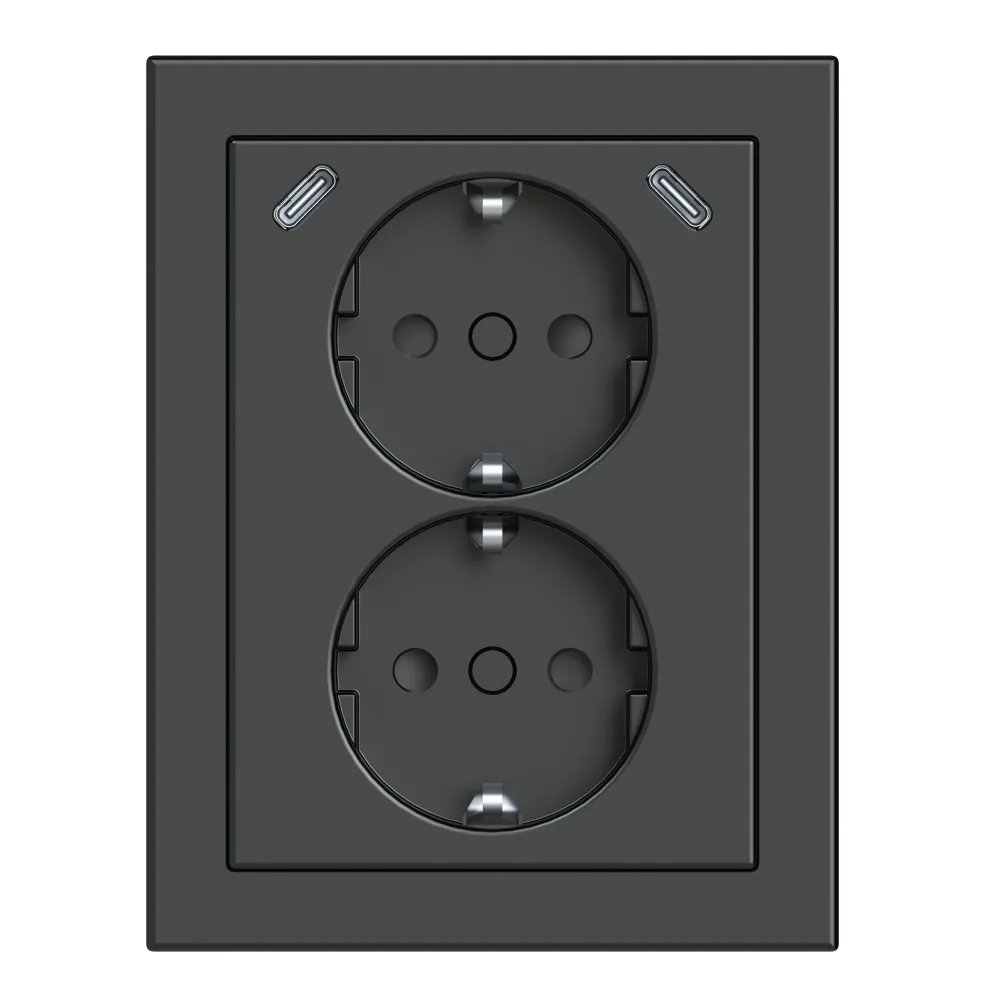 ABB Impressivo 402EE2USBC-884 Vägguttag hörn, 2-vägs, 2 x USB-C Mattvit - Bild 2