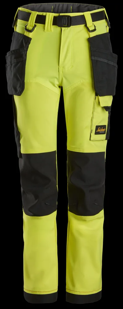 Snickers Workwear 7575-6704 AllroundWork Arbetsbyxa för barn, neongul/svart 110