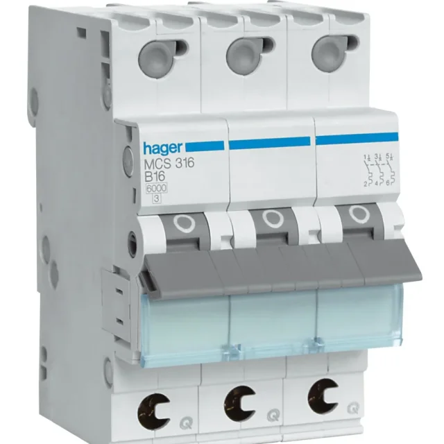 Hager MBS325 Dvärgbrytare 3-pol, 6kA, B-karakteristik 25A