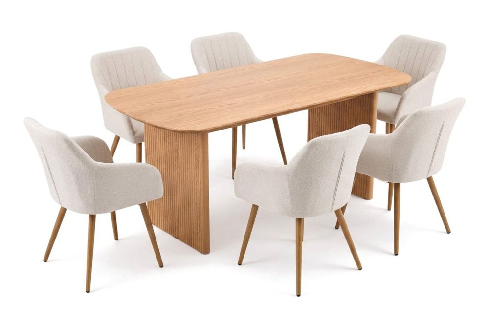 Alma Matgrupp rektangulärt 180 cm Ek med 6 Filippa Matstolar