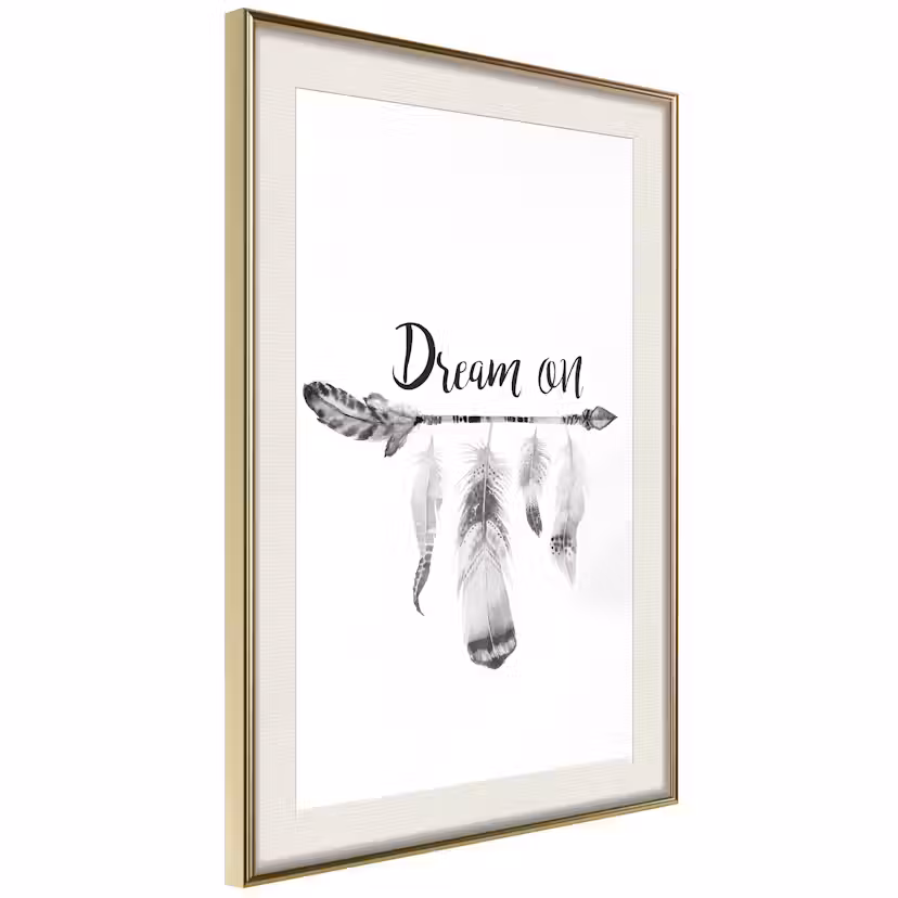 Poster Artgeist Affisch Dream On Guld ram med passepartout, 20x30 cm