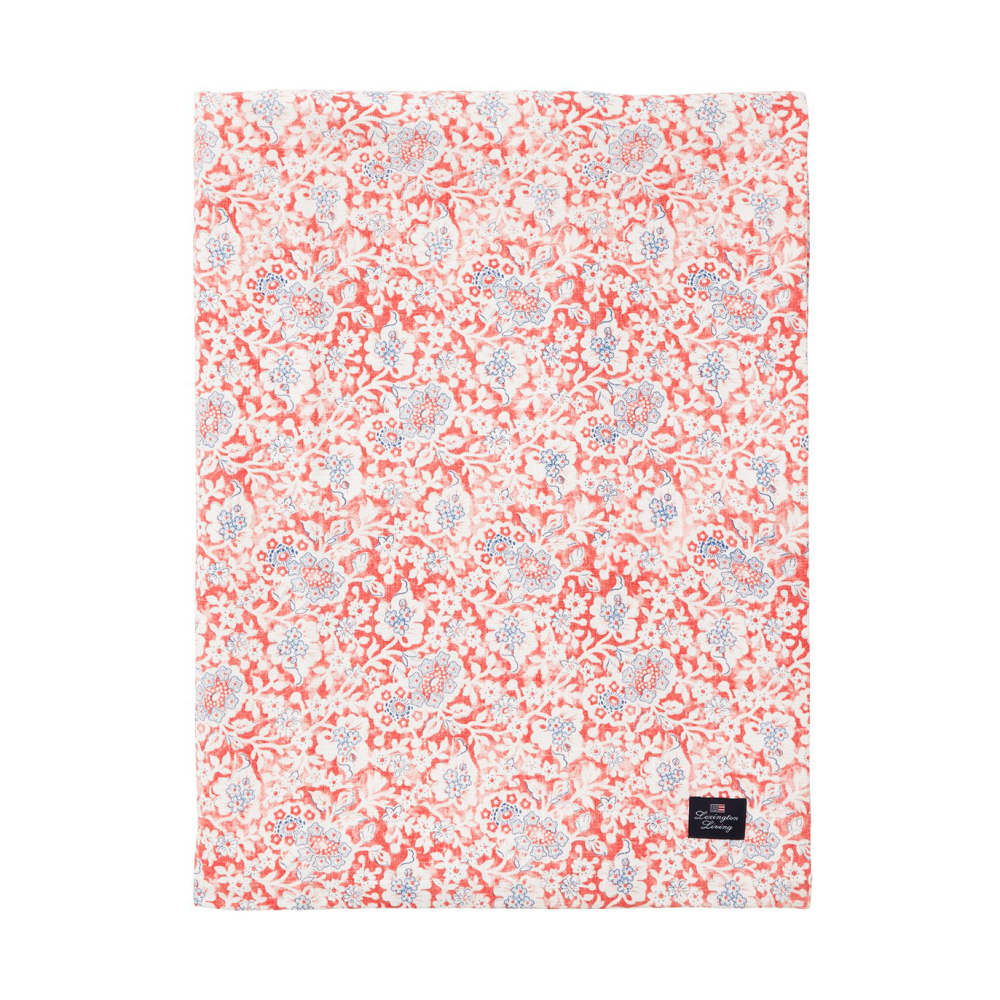 Printed Flowers Recycled Cotton bordsduk 150x250 cm, Coral