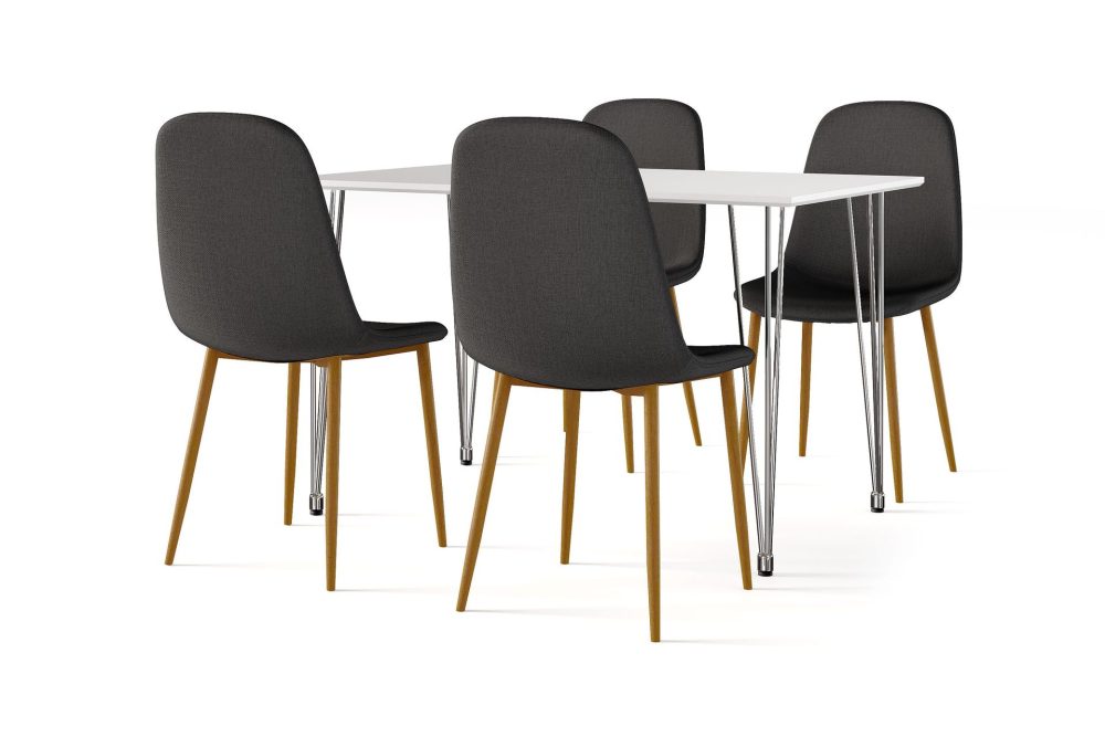 Kronblom Matbord 120 cm + 4 st Nibe stol svart med ek ben