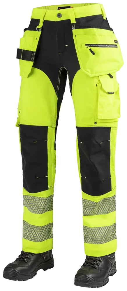 L.Brador 1072PB-W Arbetsbyxa hi-vis gul/svart, dam, klass 2 C36