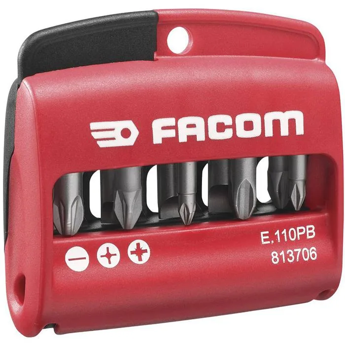 Facom E.110PB Bitssats i etui 10 st, Phillips, Pozidriv, spår