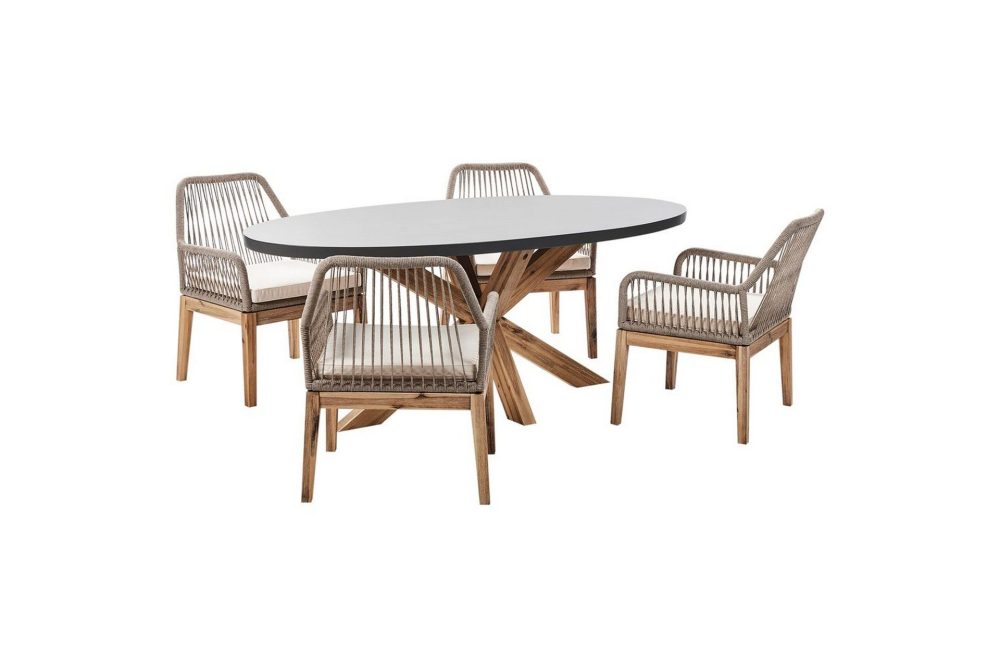 Matsalsset Oristano Grå/beige/ljus trä, 4-Sits