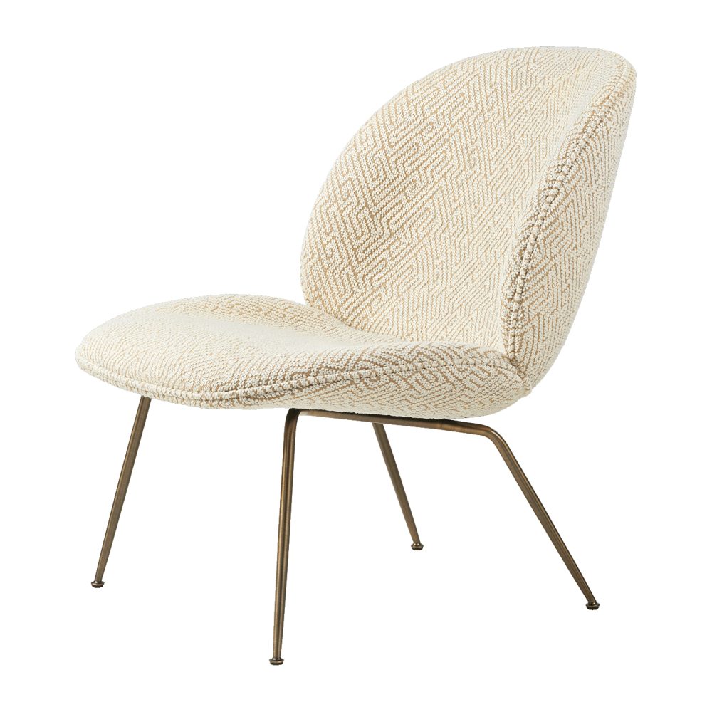 Beetle lounge chair fully upholstered conic base, Dora boucle 0002-antique brass