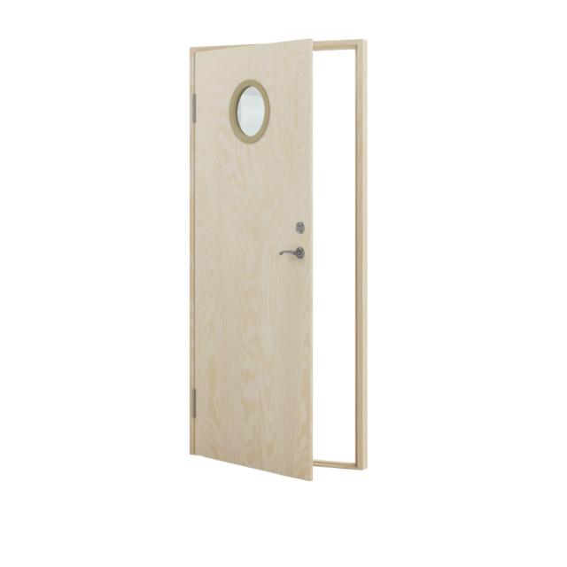 VARMFÖRRÅDSDÖRR 90X200 H CELLO RUNT FÖNSTER OBEHANDLAD