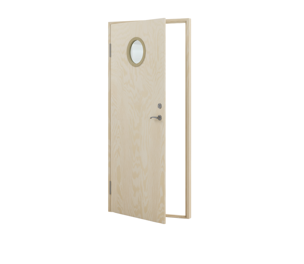 VARMFÖRRÅDSDÖRR 90X200 H CELLO RUNT FÖNSTER OBEHANDLAD