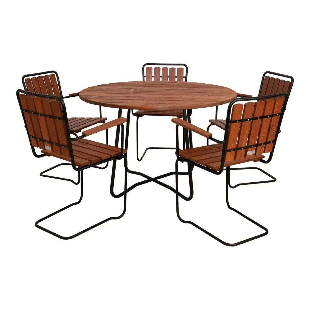 Eden Wood Wilma EW 4071-G68 Matgrupp bord, stolar Ø 100 cm, 4 stolar