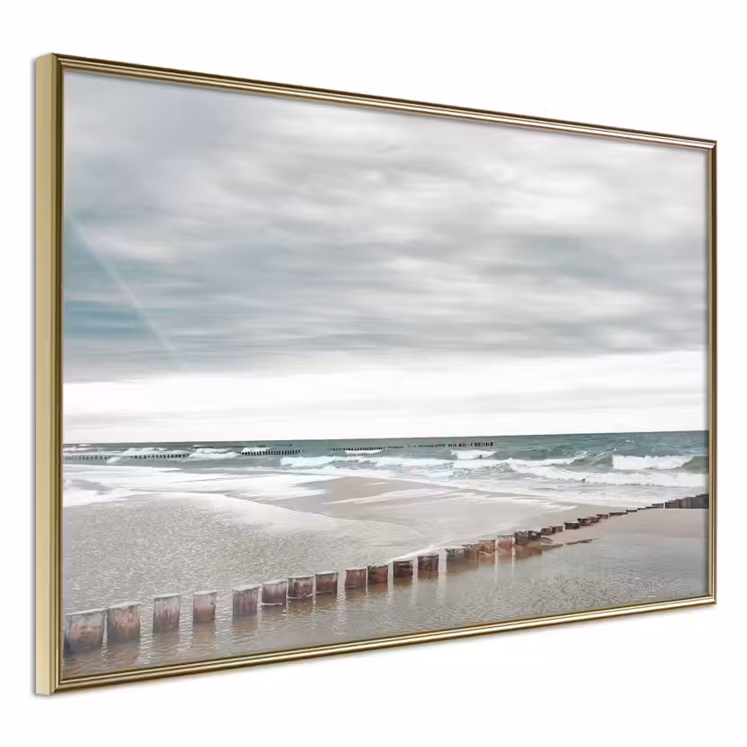 Poster Artgeist Affisch Baltic Sea Guld ram, 60x40 cm