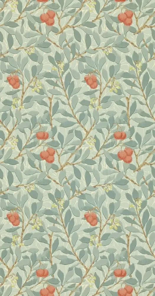 Morris & Co - Arbutus Blue/Pink Morris and Friends Wallpa