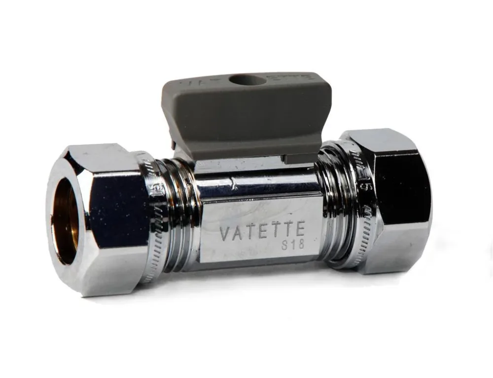 Vatette FG071040305 Kulventil rak, förkromad, med vred, CU-CU 12 x 10 mm - Bild 2