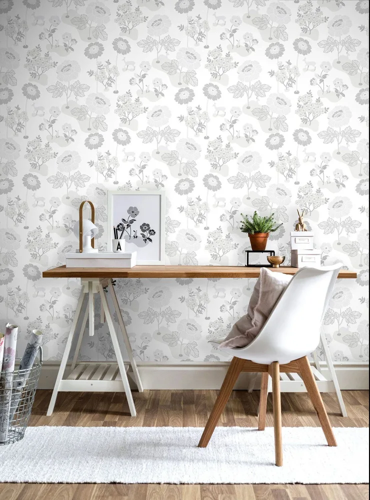 Duro Blomsteräng 398-01 Tapet Duro 1900 Silver
