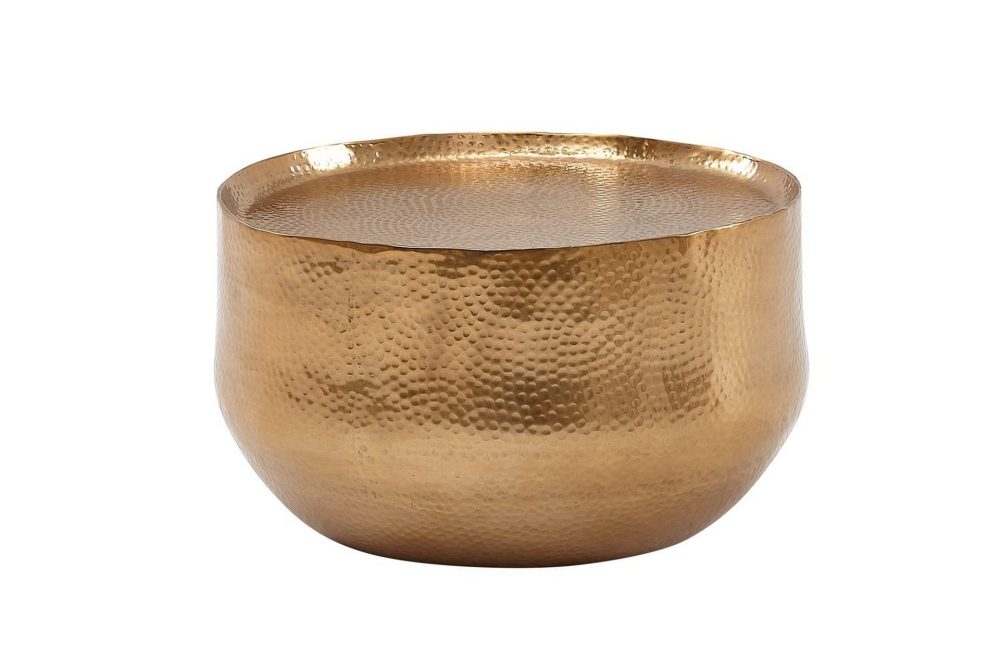 Soffbord Wohnling rund metall 60 cm hamrat utseende, orientalisk stil Guld