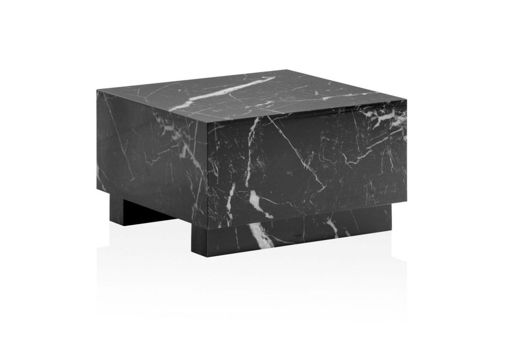 Soffbord Wohnling MONOBLOC modernt utseende, 60x60x35 cm, med släda ben Marmor Svart