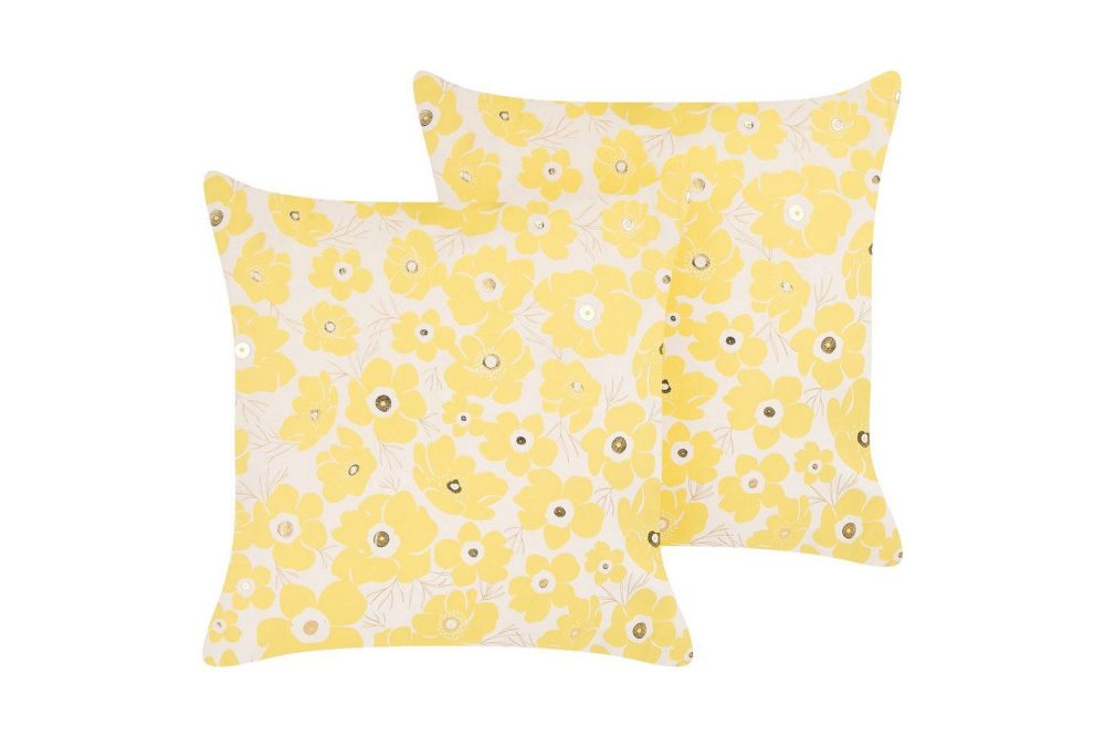 Prydnadskuddar Triteleia set om 2 Gul/Beige/Guld