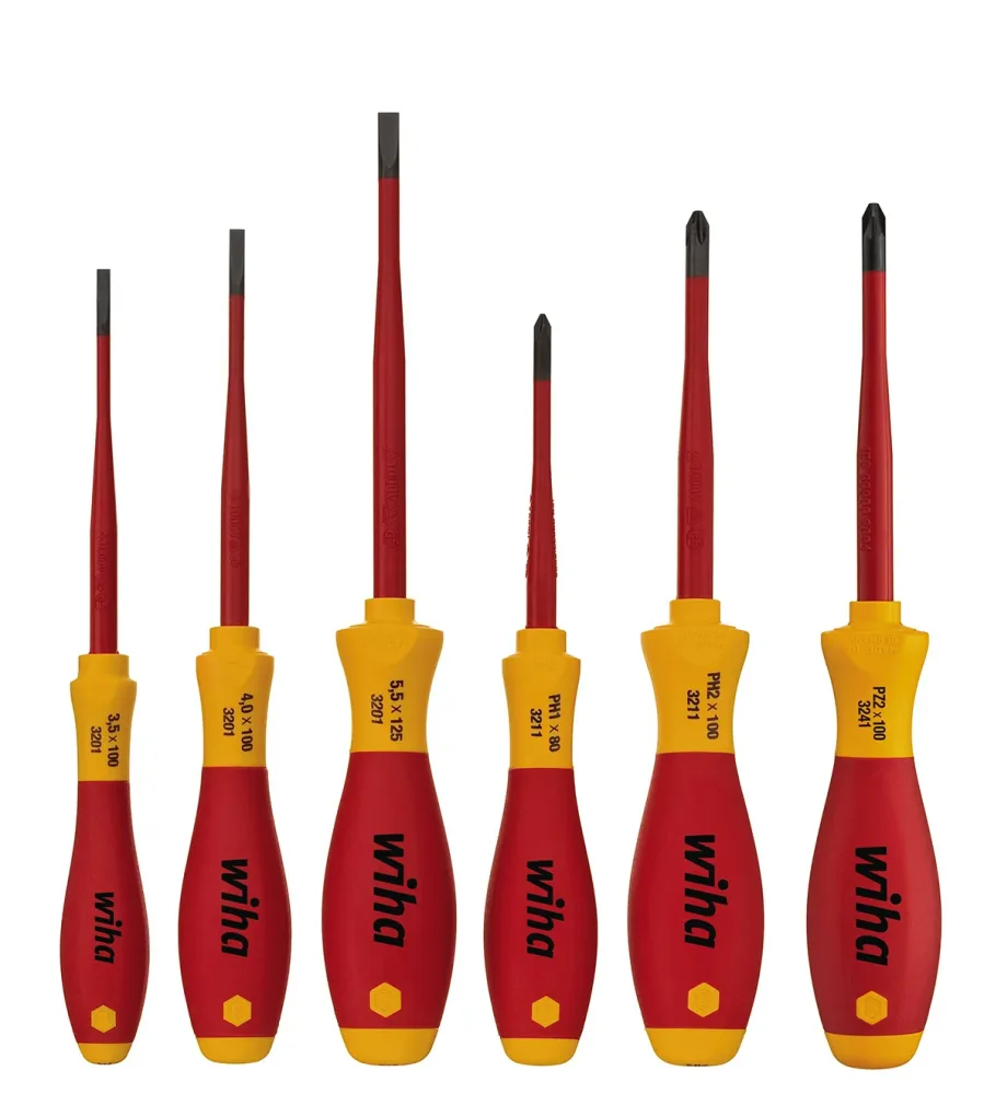 Wiha SoftFinish Electric slimFix Skruvmejselsats 6 delar, spår/PH/PZ/Plinus