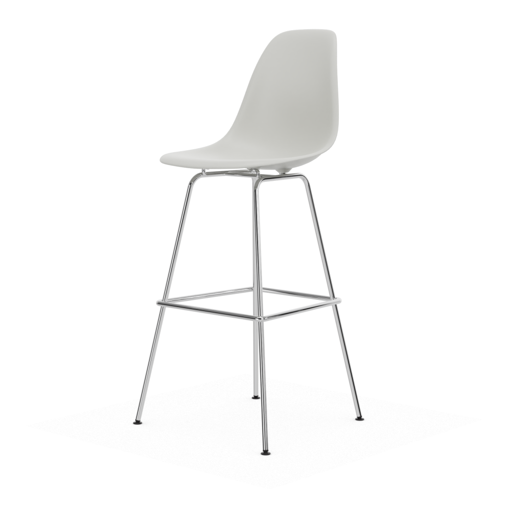 Eames Plastic Stool RE barpall, High White-chrome