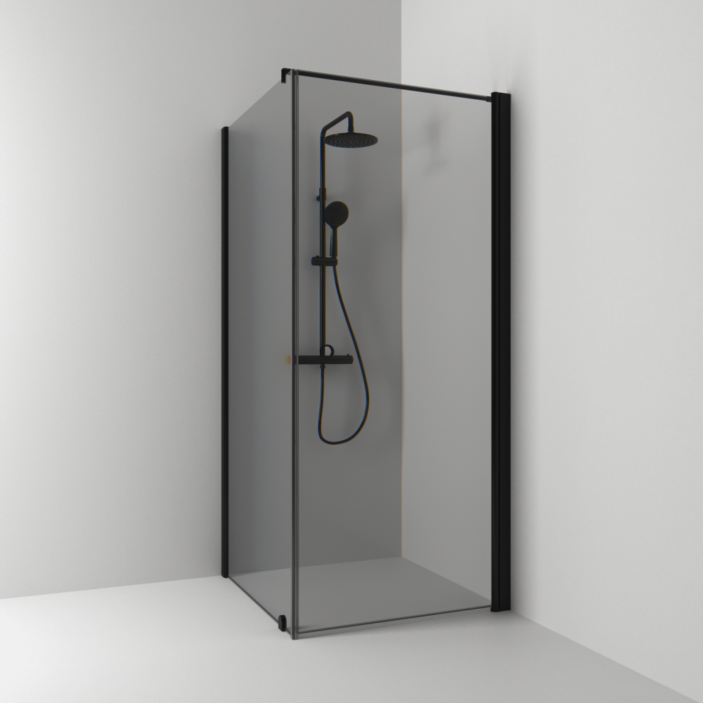 HÖRNDUSCH SVEDBERGS RAK/FAST SK HG SV/RÖ80X70, MATT RÖK INTHT 80X198X70CM