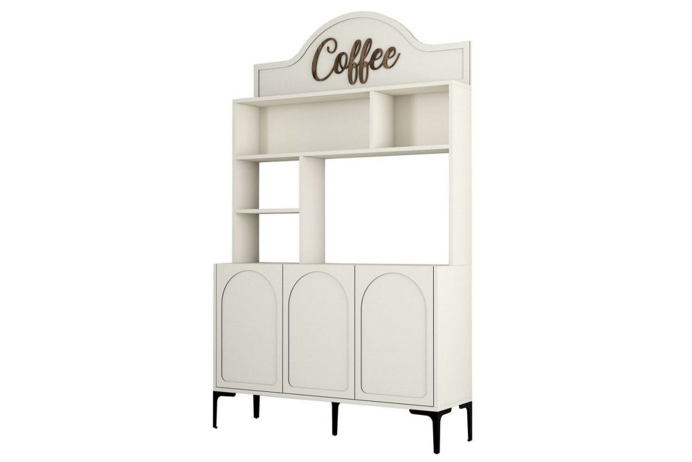 Kaffebarskåp Hazim Tre Grädde / Svart