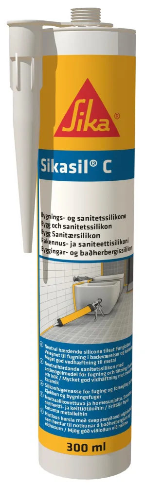 Sika Sil-C Fogmassa 300 ml, sanitetssilikon 300 ml, Mörkgrå - Bild 2