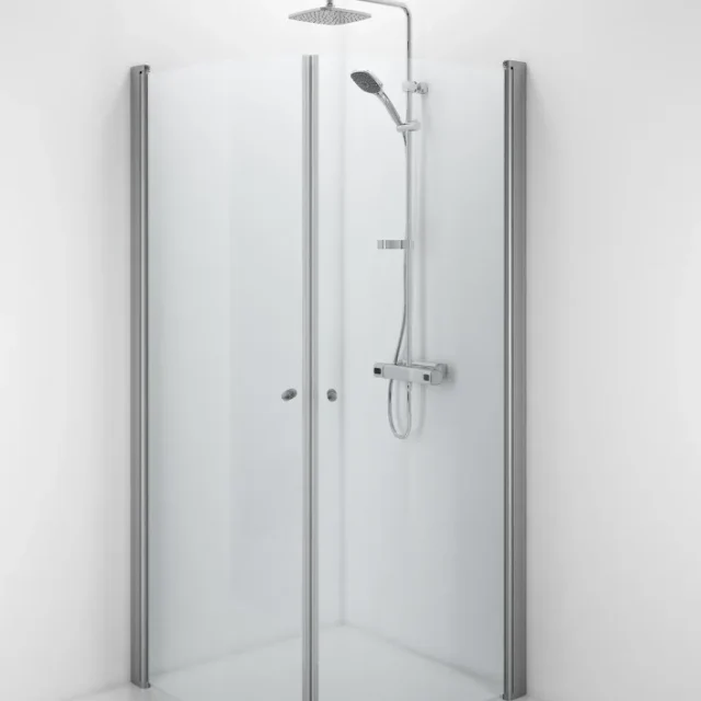 Contura Space SBNK 800 Duschvägg böjd, borstad aluminium/klart glas