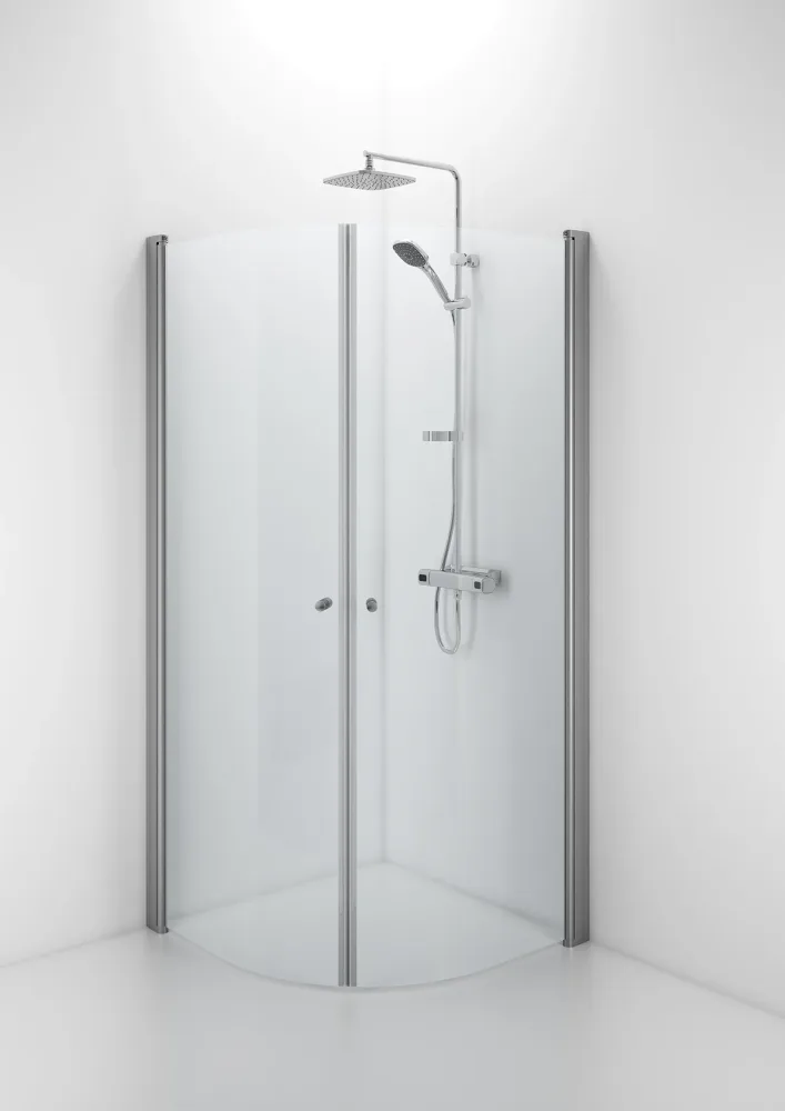 Contura Space SBNK 800 Duschvägg böjd, borstad aluminium/klart glas