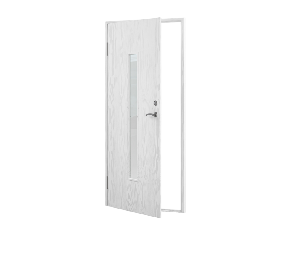 KALLFÖRRÅDSDÖRR 80X185 V CELLO AVLÅNGT FÖNSTER GRUNDMÅLAD