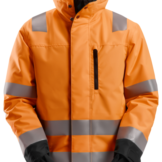 FODRAD SNICKERS WORKWEAR JACKA 37.5 HV KL3, ORANGE/SVART STL XL