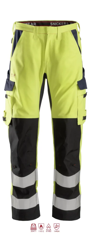 Snickers Workwear 6364 ProtecWork Arbetsbyxa varsel, gul/marinblå 144