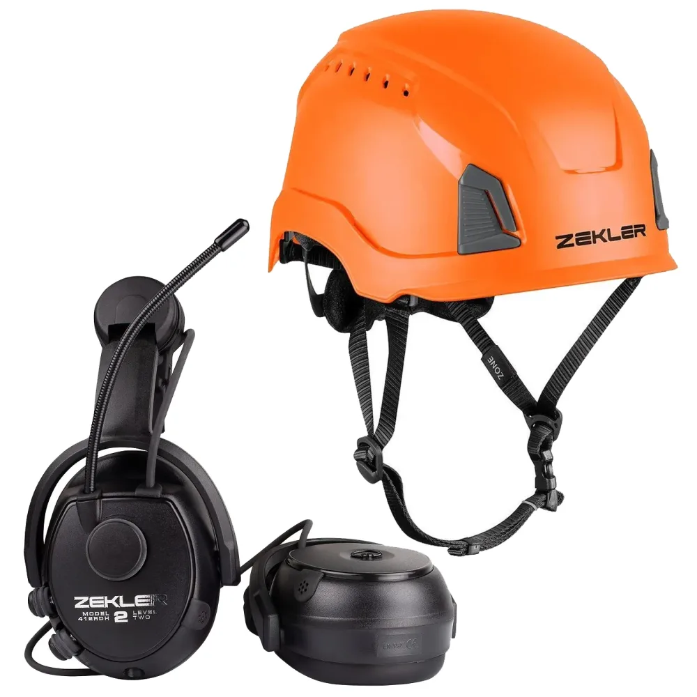Zekler 412RDH + Zone Mips Hörselskyddspaket med skyddshjälm Orange hjälm