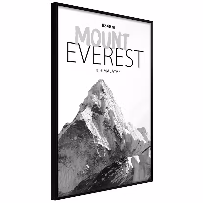 Poster Artgeist Affisch Mount Everest Svart ram, 40x60 cm