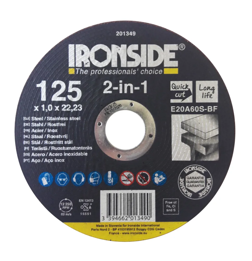 Ironside 201335 Kapskiva 125 mm, F41, E20A, 2in1 125x2.0x22 mm