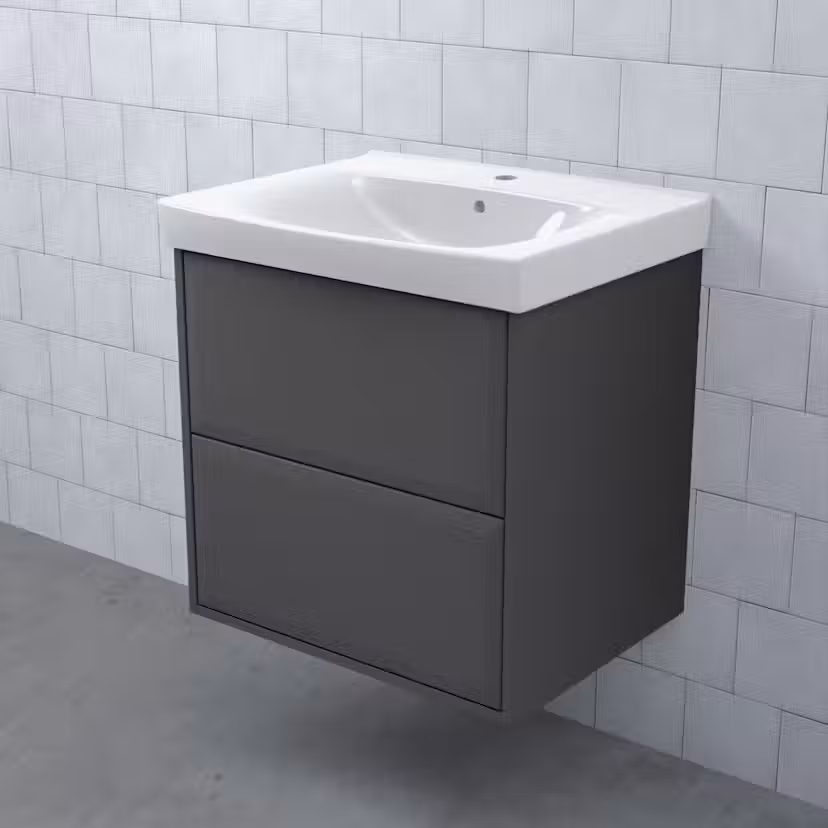 Tvättställsskåp Björbo Badrum Mejda Hög BxHXD: 598x572x465 mm, Facett Antracit