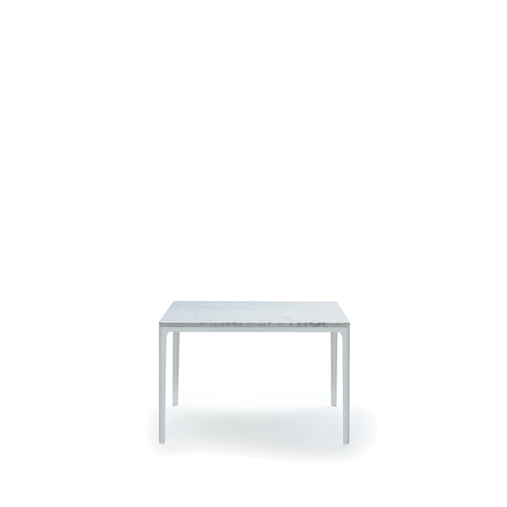 Plate table soffbord 41x41 cm, Marmor-Vita aluminiumben