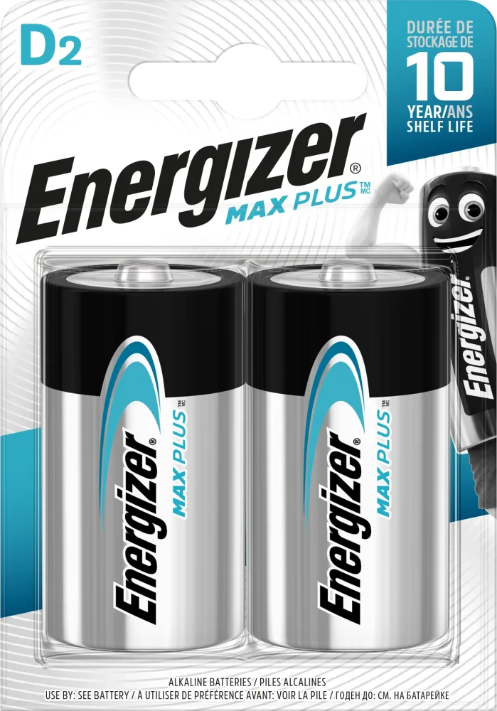 Energizer Max Plus Batteri alkaliskt, D, 1,5 V, 2-pack