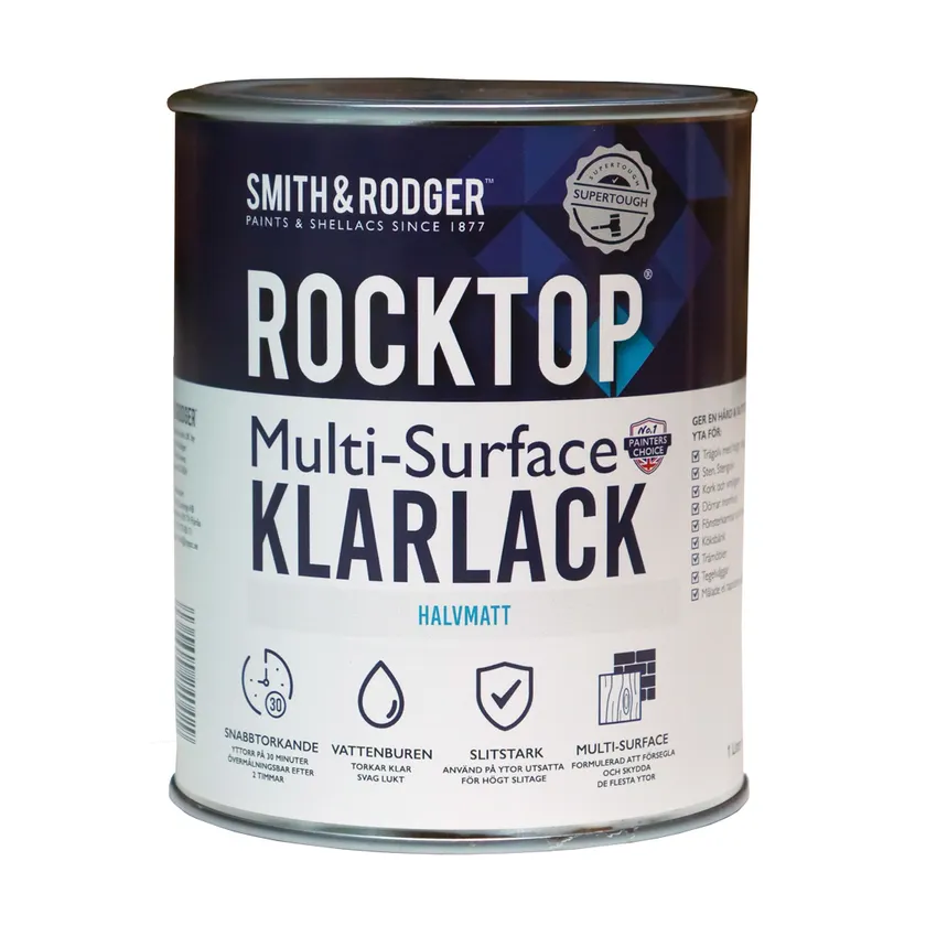 Rocktop Multi-surface klarlack Halvmatt 2.5L
