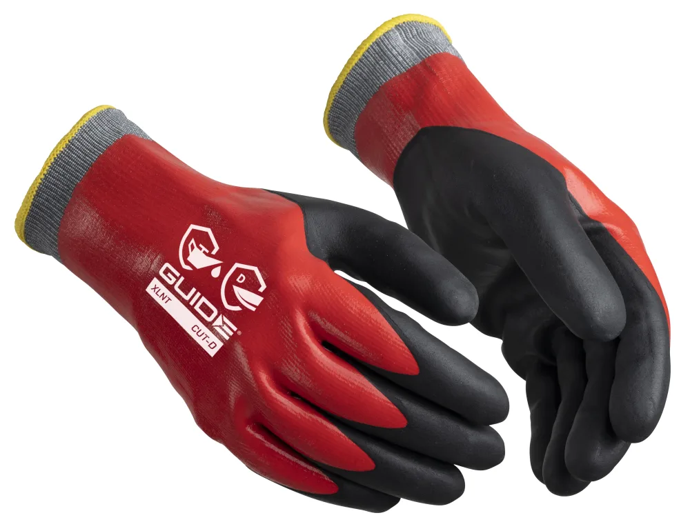 Guide Gloves 9508 Handske nitrildopp, skärskydd D, oljegrepp 8